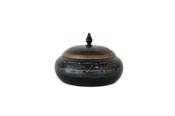 Hand-Made Wooden Lacquer Work Round Small Pot Image 4