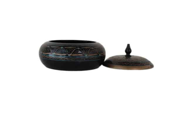 Hand-Made Wooden Lacquer Work Round Small Pot Image 3