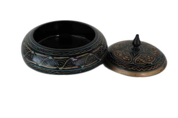 Hand-Made Wooden Lacquer Work Round Small Pot Image 2