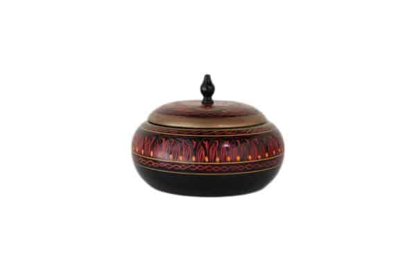 Hand-Made Wooden Lacquer Work Round Small Pot Image 2